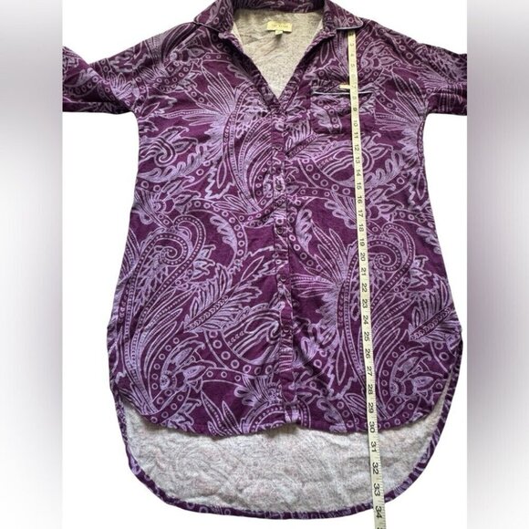 Ted Baker Purple Paisley Long Sleeve Button Pajama Top Shirt Dress Size Medium - Picture 12 of 13